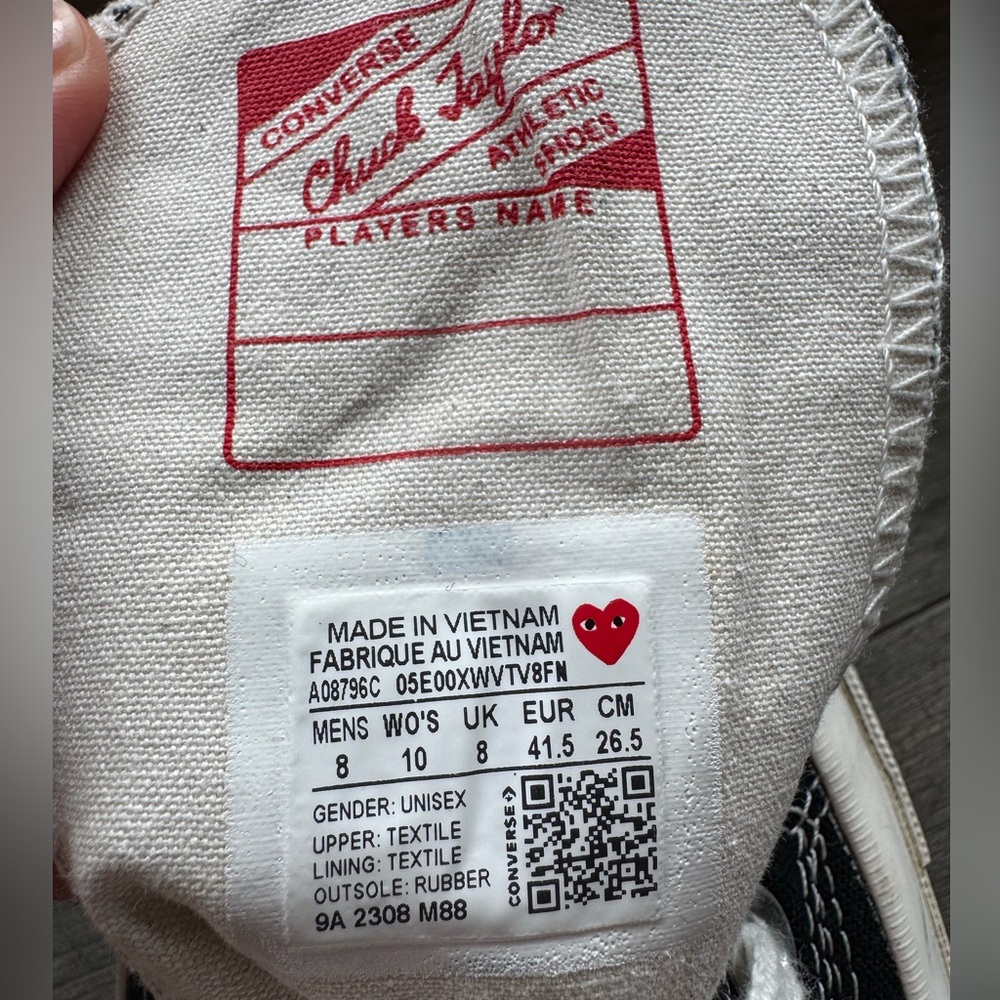 Converse x PLAY Comme des Garçons Chuck 70/ Worn 2 times only - Picture 8 of 8